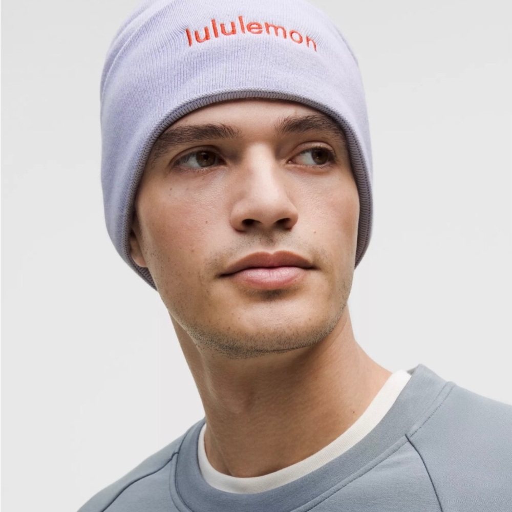 lululemon athletica Lavender Beanie with Orange Logo - Unisex Knit